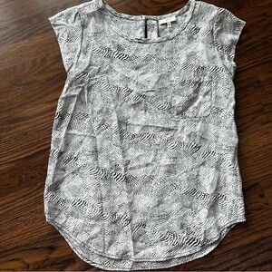 Joie Silk Animal Print Blouse Short Sleeve Black White Size xS